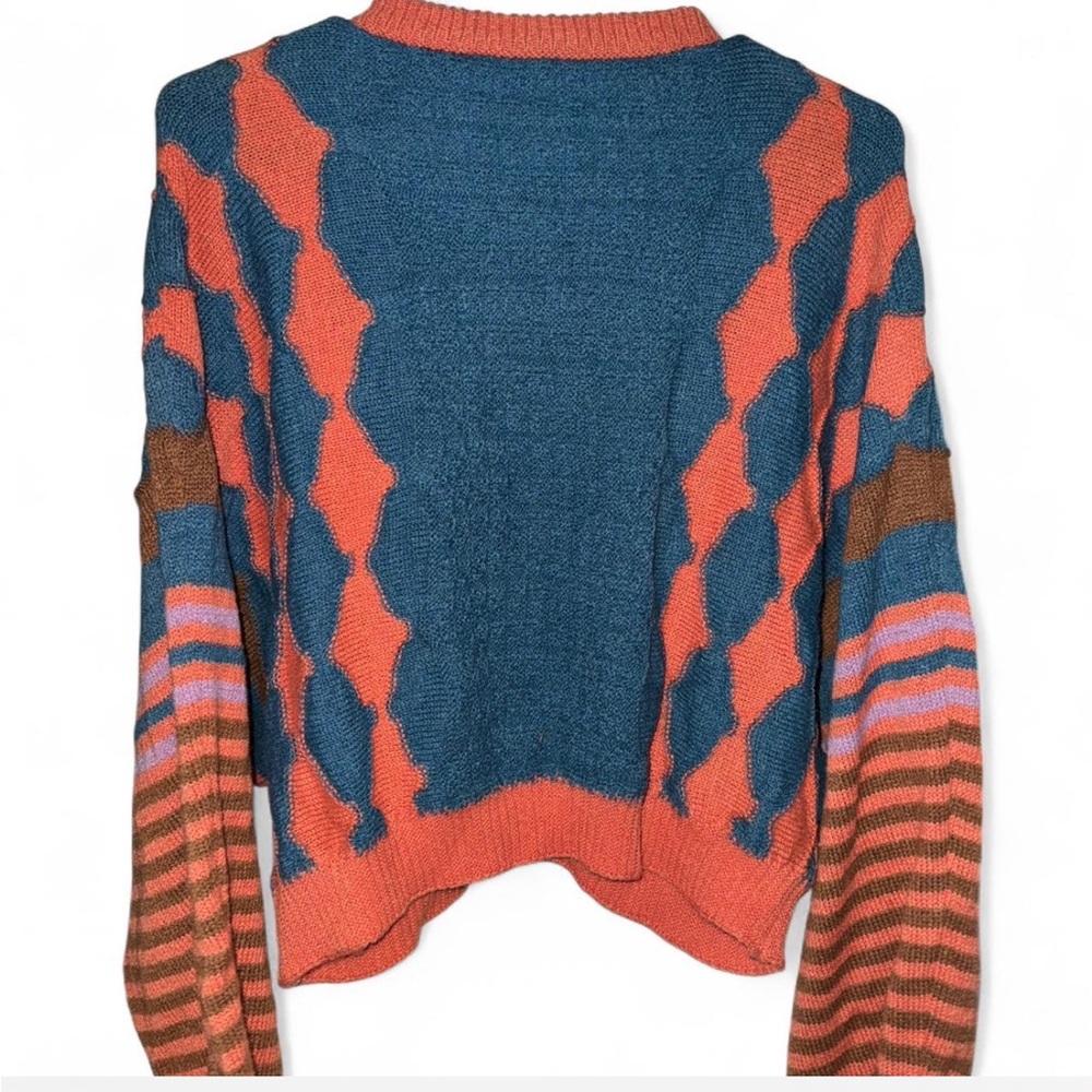 Cider Striped Knit Sweater in Blue and Orange - Picture 4 of 5